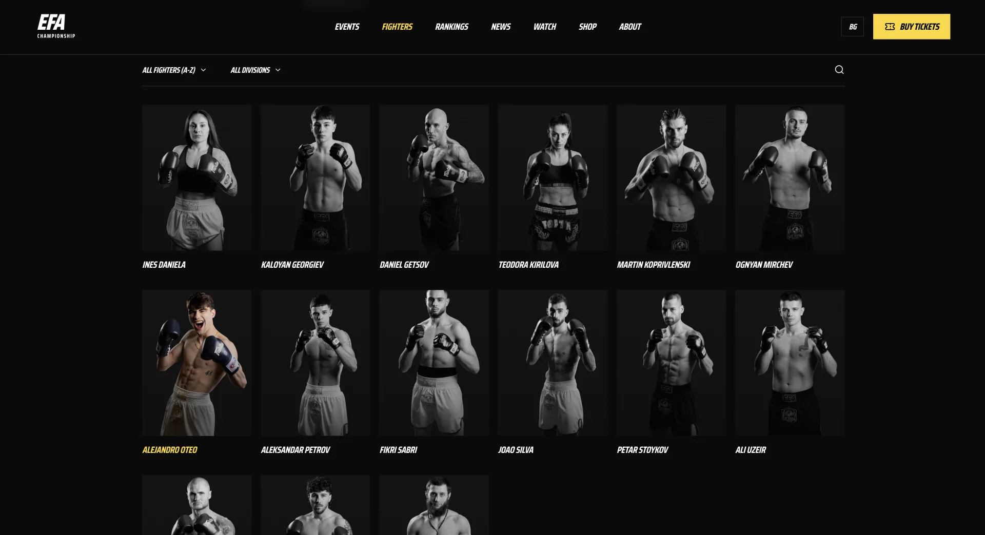 EFA Championship — fighters roster